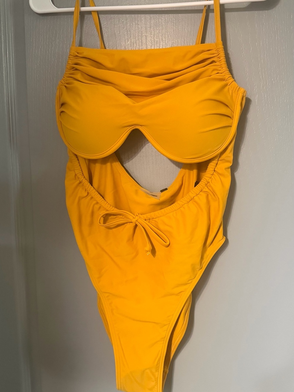 Andrea Iyamah Mustard Yellow Cutout One-Piece Swimsuit - Picture 4 of 7